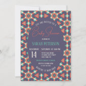 モザイククール鮮やか幾何模様ベビーシャワー 招待状 (正面)