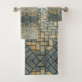 モザイクグレーとマスタードレンガ バスタオルセット (インサイチュ)