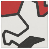 モザイクゲッコス模様 – 赤白黒 ファブリック (クローズアップ)