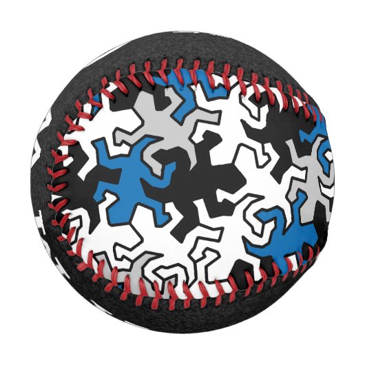 モザイクゲッコス模様 – 青白黒灰色 野球ボール (正面左)