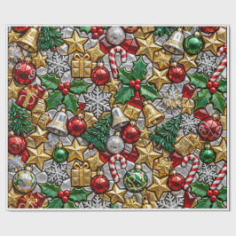 モザイクサンタツリーホットココアクリスマス ラッピングペーパー