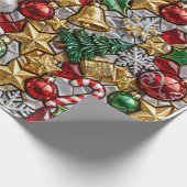 モザイクサンタツリーホットココアクリスマス ラッピングペーパー (角)