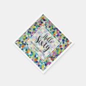 モザイクスタイリッシュカラフルハロー60誕生日 スタンダードカクテルナプキン (角)