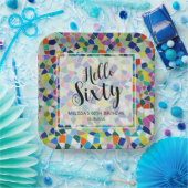 モザイクスタイリッシュカラフルハロー60誕生日 ペーパープレート (パーティー)