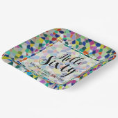 モザイクスタイリッシュカラフルハロー60誕生日 ペーパープレート (傾斜あり)