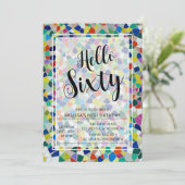 モザイクスタイリッシュカラフルハロー60誕生日 招待状 (スタンド正面)
