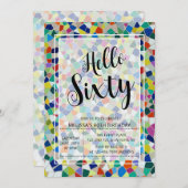 モザイクスタイリッシュカラフルハロー60誕生日 招待状 (正面/裏面)