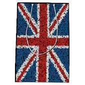 モザイクスタイルの英国国旗の旗 ミディアムペーパーバッグ (裏面)