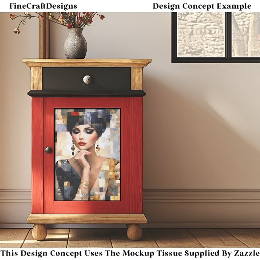 モザイクスタイルアートのグラマラスな女性EB7Lデクページ 薄葉紙