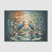 モザイクスタイル写真の2つの青いアオサギ湿地 薄葉紙 (正面)