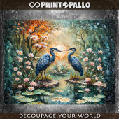 モザイクスタイル写真の2つの青いアオサギ湿地 薄葉紙