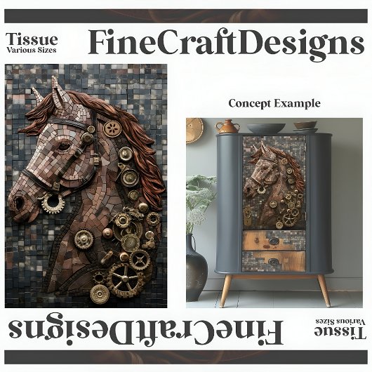 モザイクスチームパンクブラウンホース銅A6Lデコページ 薄葉紙