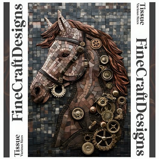 モザイクスチームパンクブラウンホース銅A6Lデコページ 薄葉紙