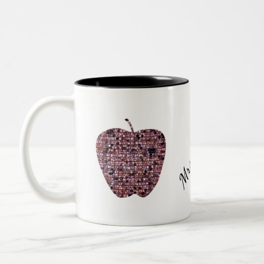 モザイクステンドグラス先生の名前 ツートーンマグカップ (左)