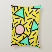 モザイクストライプの模様：レトロなメンフィス アクセントクッション (裏面(縦))