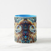 モザイクタイルのオオカミとフクロウ マグカップ (中央)