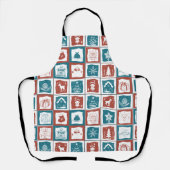 モザイクタイルの出現クリスマスグリーンレッドパターン エプロン (正面)