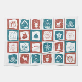 モザイクタイルの出現クリスマスグリーンレッドパターン キッチンタオル