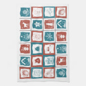 モザイクタイルの出現クリスマスグリーンレッドパターン キッチンタオル (縦)