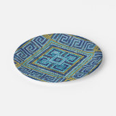 モザイクタイルギリシャメアンダー鍵 ペーパープレート (アングル)
