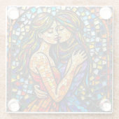 モザイクタイルスタイルアイアートロマンチックエンブレイス ガラスコースター (裏面)