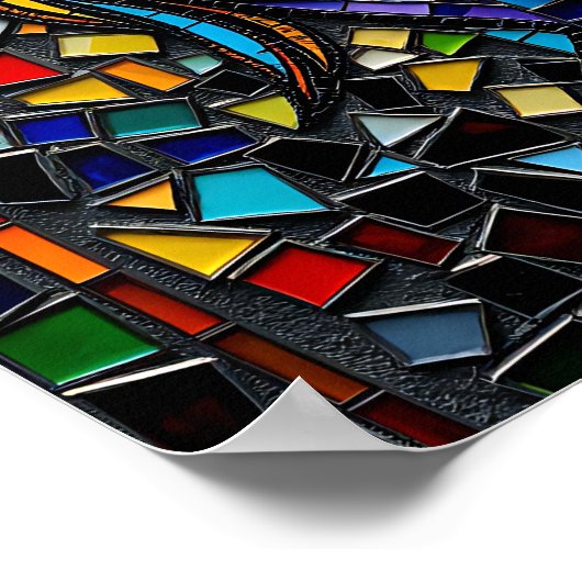 モザイクタイルスタイルアイアートロマンチックエンブレイス ポスター (角)