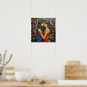 モザイクタイルスタイルアイアートロマンチックエンブレイス ポスター (キッチン)