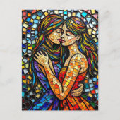 モザイクタイルスタイルアイアートロマンチックエンブレイス ポストカード (正面)