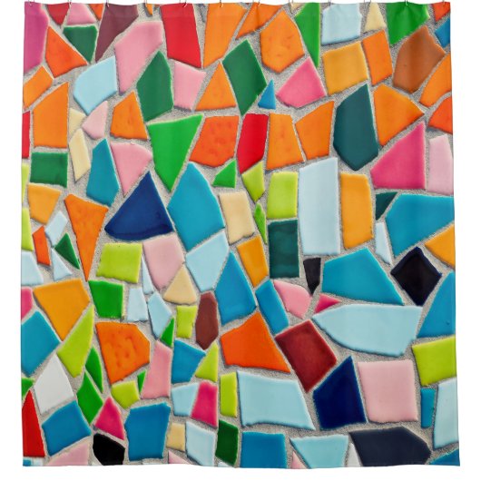 モザイクタイルテンプレートテクスチャ シャワーカーテン (正面)