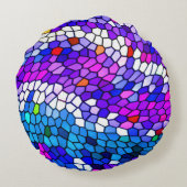 モザイクタイル模様パープルブルーピンクラウンドピロー ラウンドクッション (裏面)