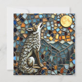モザイクタイル狼が月で遠吠え カード (正面)