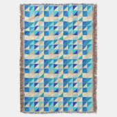 モザイクタイル – コバルト、ベージュ、アクア スローブランケット (正面縦)