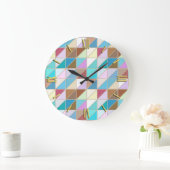 モザイクタイル – パステルとアーストーン ラージ壁時計 (ホーム)