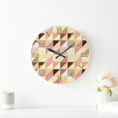 モザイクタイル – 黄色、金ゴールド、および地色 ラージ壁時計 (ホーム)