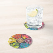 モザイクデザインと美カラフルしいコースター ラウンドペーパーコースター (インサイチュ)