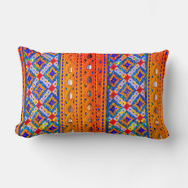 モザイクデザイン(金ゴールド、赤、青、白) ランバークッション