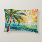 モザイクトロピカルビーチサンセットパームツリー アクセントクッション (裏面)