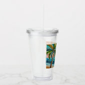 モザイクトロピカルビーチサンセットパームツリー アクリルタンブラー (右)