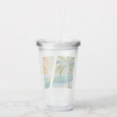 モザイクトロピカルビーチサンセットパームツリー アクリルタンブラー (裏面)