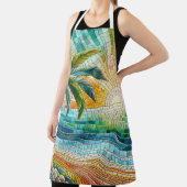 モザイクトロピカルビーチサンセットパームツリー エプロン (インサイチュ)