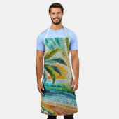 モザイクトロピカルビーチサンセットパームツリー エプロン (着用した状態)