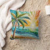モザイクトロピカルビーチサンセットパームツリー クッション (ブランケット)