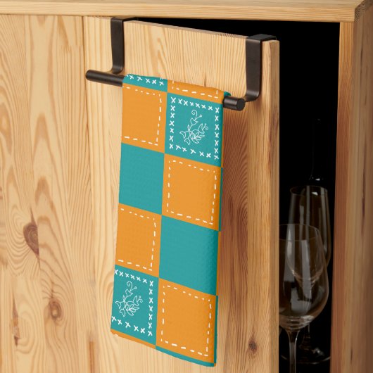 モザイクドードル花広場 キッチンタオル (三つ折り)