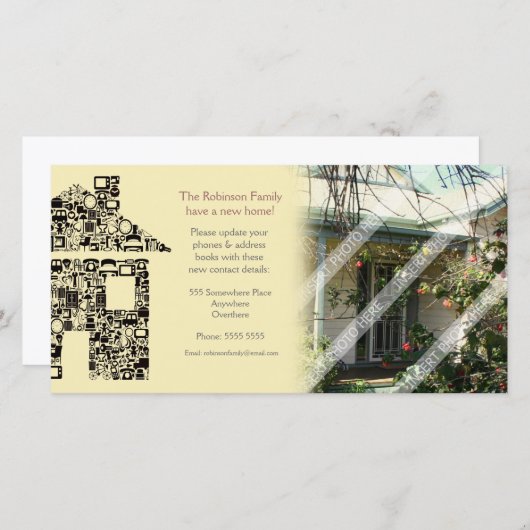 モザイクハウスの通知フォトカードを移動 案内状 (正面/裏面)