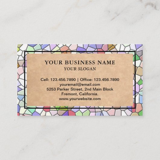 モザイクバスルームのキッチン床タイルのインストーラ 名刺 (裏面)