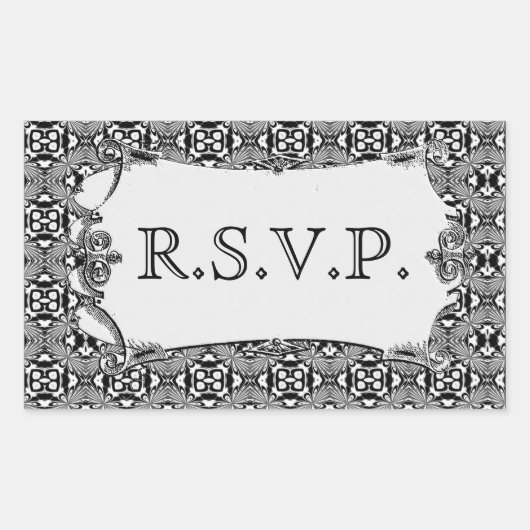 モザイクパターン(白) (結婚s) 長方形シール (正面)
