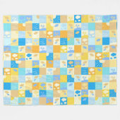 モザイクビーチと海インスパイアの夏 フリースブランケット (正面(横))