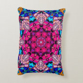モザイクピンクマンダラフローラサイケデリックレトロ アクセントクッション (裏面(縦))