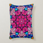 モザイクピンクマンダラフローラサイケデリックレトロ アクセントクッション (正面(垂直))
