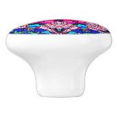 モザイクピンクマンダラフローラサイケデリックレトロ セラミックノブ (側面)